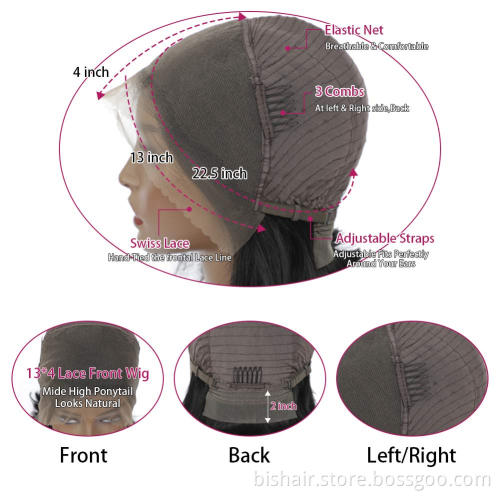 Brazil's real straight hair lace front wig Bob human hair wigs for women without pre-wired plastic baby Straight 13X4 lace wig